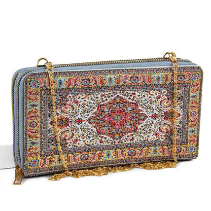 Chic Woven Fabric Purse/Wallet with Traditional Embroidery
