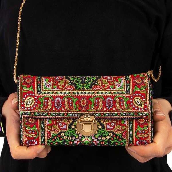 Stylish Woven Tapestry Purse/Wallet with Detachable Shoulder Chain