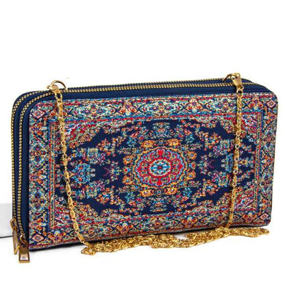 Chic Woven Fabric Purse/Wallet with Traditional Embroidery