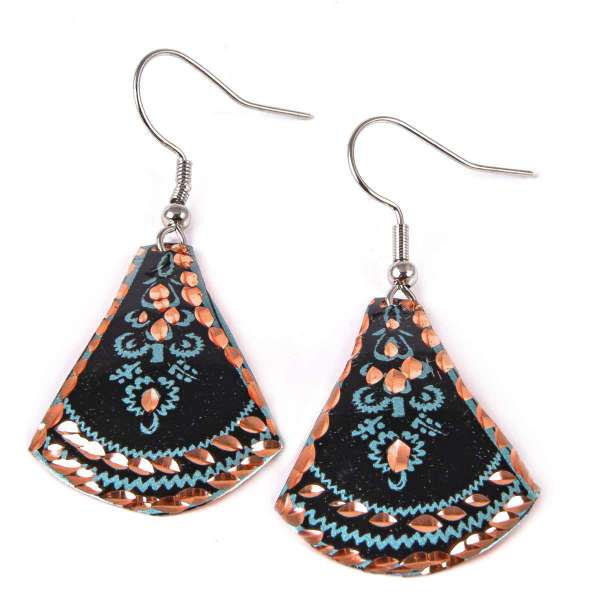 Hand-Textured Copper Earrings – Painted in Assorted Colors