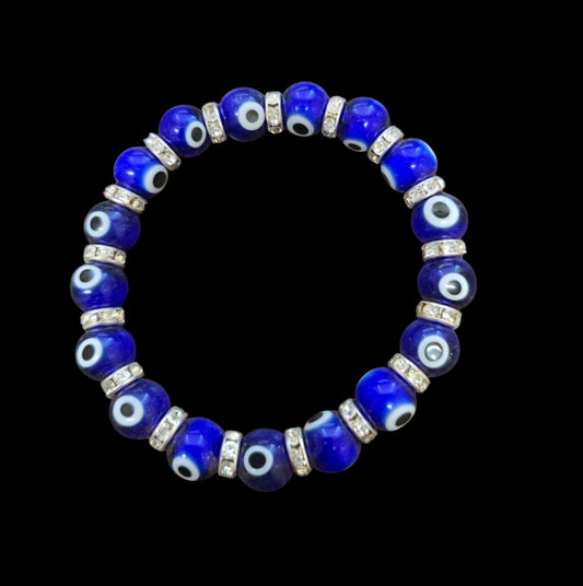 Crystal Evil Eye Bracelet with Rhinestone Spacers