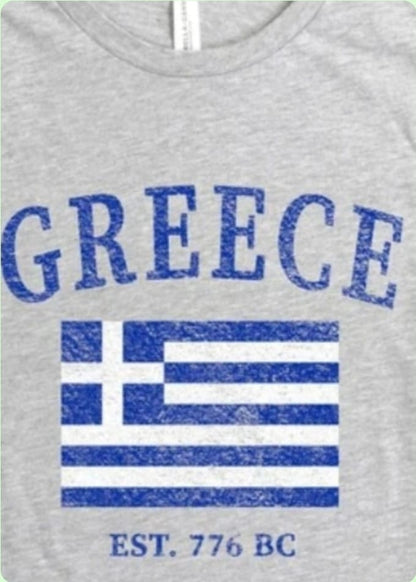 Greece Est. 775 BC Tee – Grey Unisex Cotton Shirt
