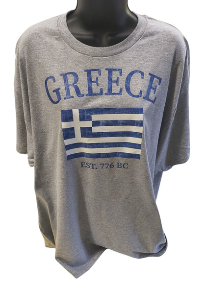 Greece Est. 775 BC Tee – Grey Unisex Cotton Shirt