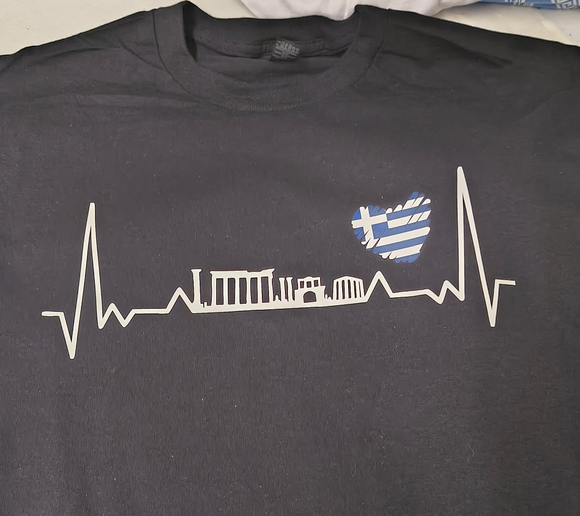 Acropolis – The Heartbeat of Greece Unisex Black Tee