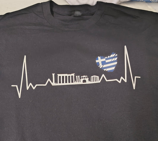 Acropolis – The Heartbeat of Greece Unisex Black Tee