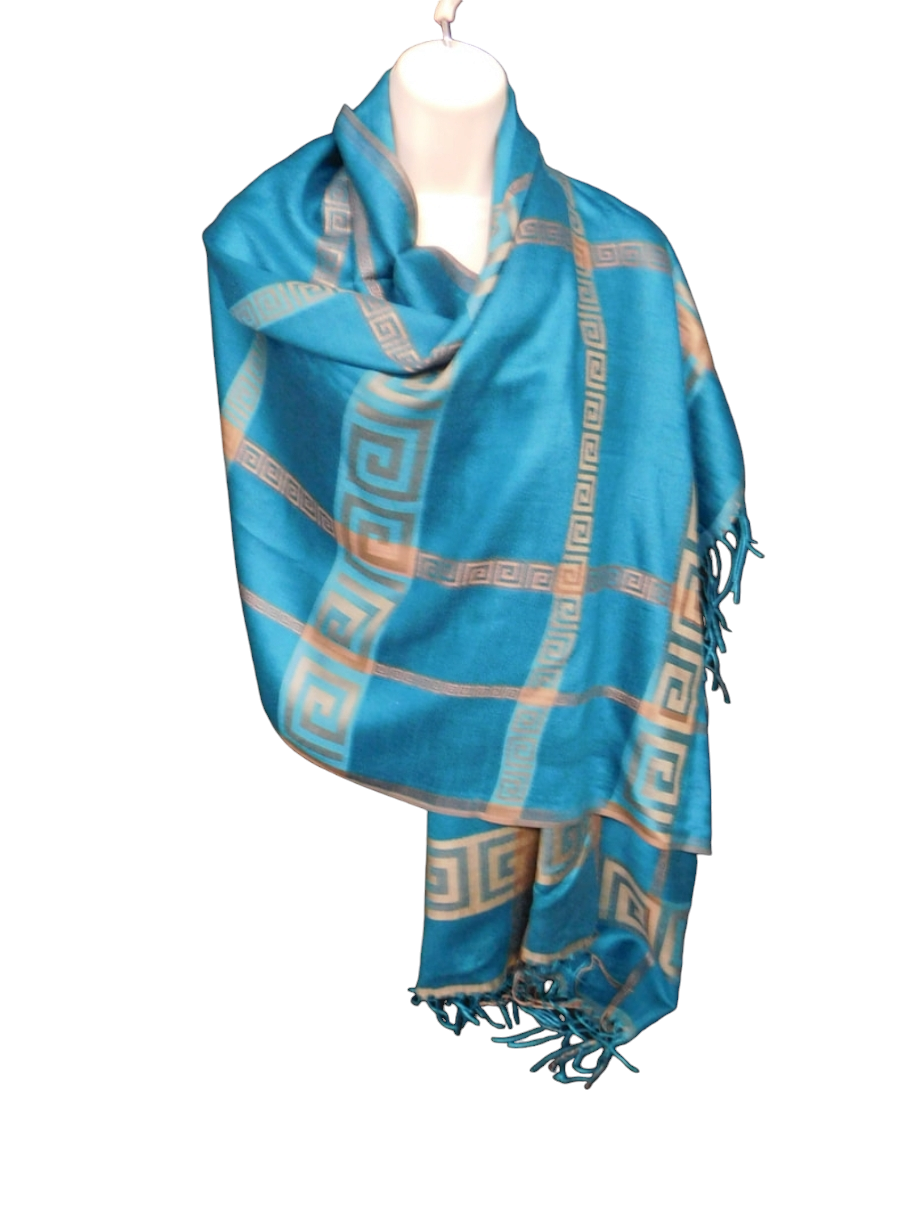 Greek Key Cashmere Feel Scarf