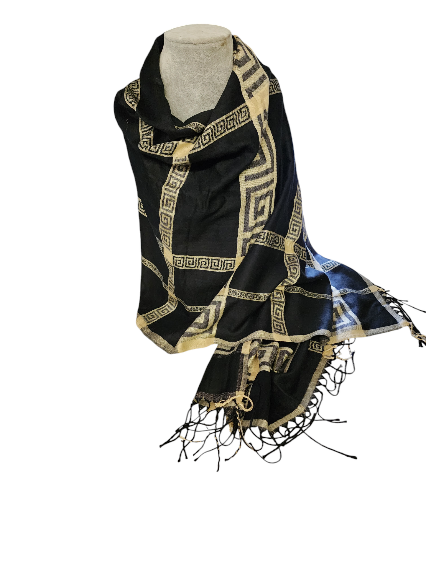 Greek Key Cashmere Feel Scarf