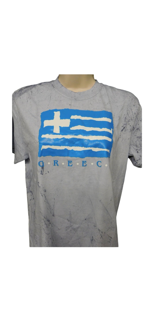 Colorblast Blue Tie-Dye T-Shirt with Greek Flag
