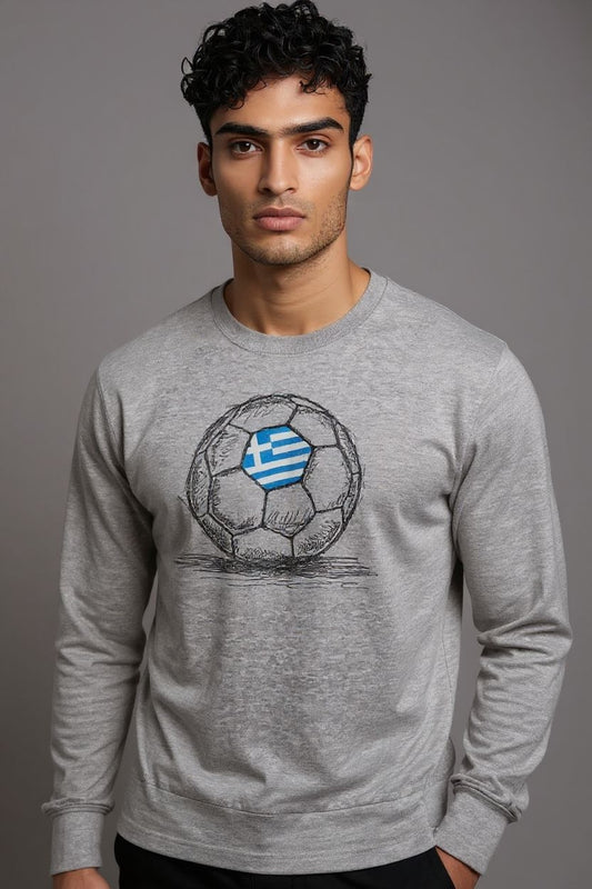 Sport Grey Long Sleeve Greece Soccer Tee