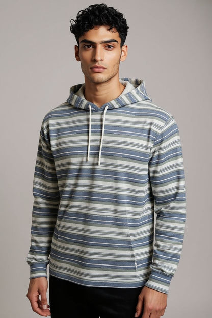 Men’s Striped Cotton Hooded Shirt – Imported from Greece