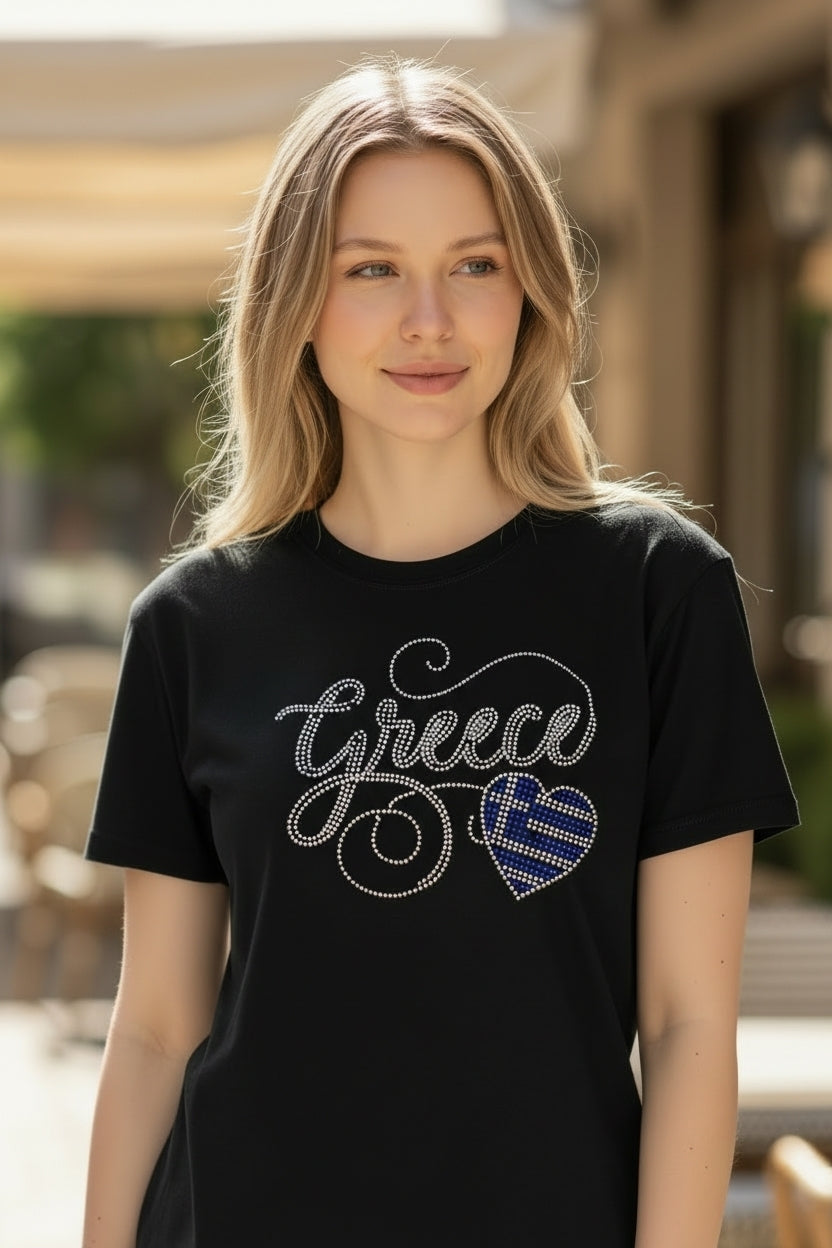 Crystal “Greece” Heart T-Shirt – Unisex (S–3X)