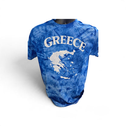 Greece Cobalt Blue Mineral Wash Tie-Dye T-Shirt