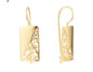 14K Gold Plated Wire Hook Earrings with Cut-Out Design