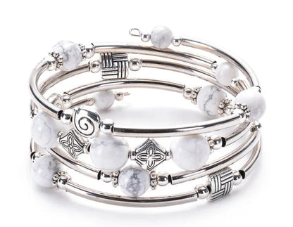 Bohemian Natural Stone Multilayer Spiral Wrap Bracelet