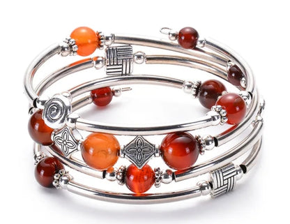 Bohemian Natural Stone Multilayer Spiral Wrap Bracelet