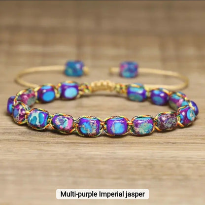 Handwoven Natural Stone Bracelet – Adjustable Twine Design
