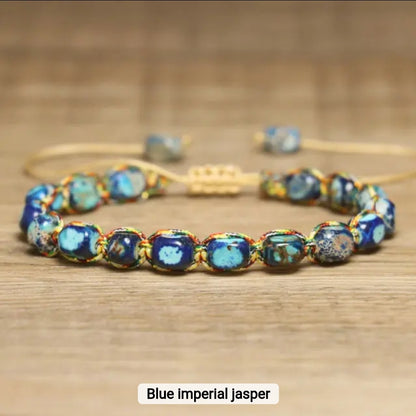 Handwoven Natural Stone Bracelet – Adjustable Twine Design