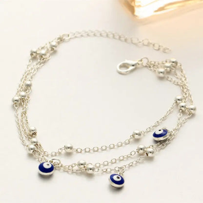 Adjustable Evil Eye (Mati) Anklet – Silver or Gold Plated