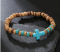 Coconut Wood Bead & Cuban Cross Stone Bracelet