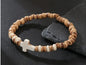 Coconut Wood Bead & Cuban Cross Stone Bracelet
