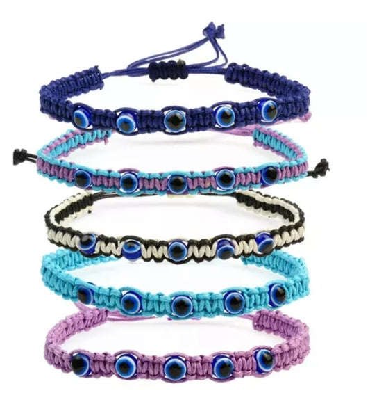 Handmade Woven Evil Eye Bracelet–Adjustable & Colorful Mati