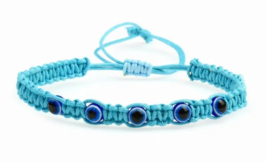 Handmade Woven Evil Eye Bracelet–Adjustable & Colorful Mati
