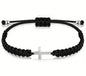 Stainless Steel Cross Bracelet with Woven Rope – Adjustable