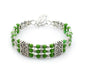 Three-Row Turquoise Alloy Bracelet with Feather Pendant