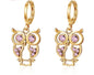 18K Gold-Plated Owl Earrings with Cubic Zirconia
