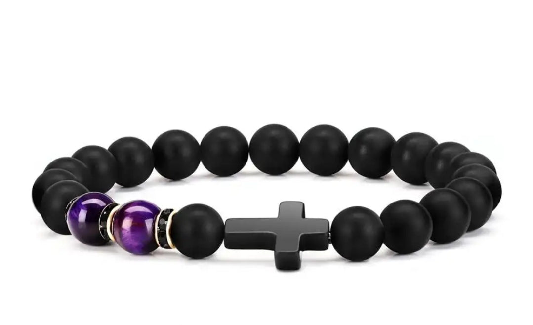 Multi-Stone Cross Bracelet with Various gemstones