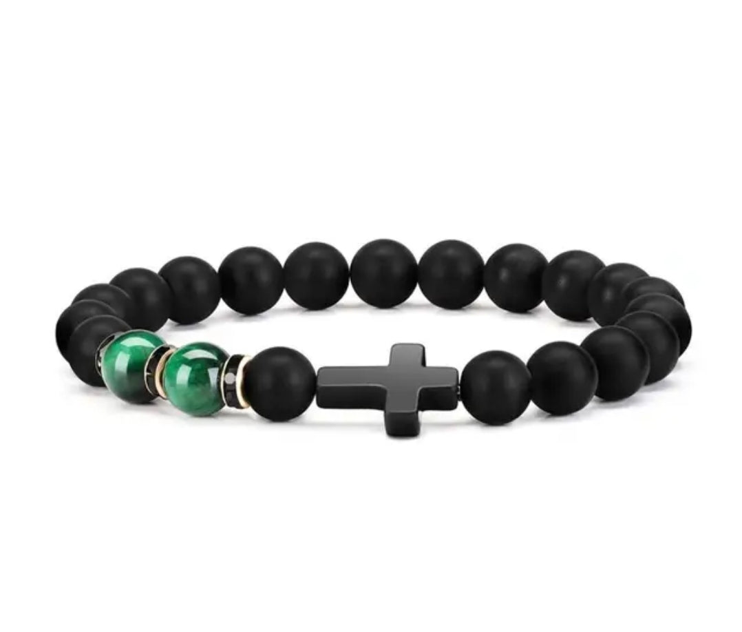 Multi-Stone Cross Bracelet with Various gemstones