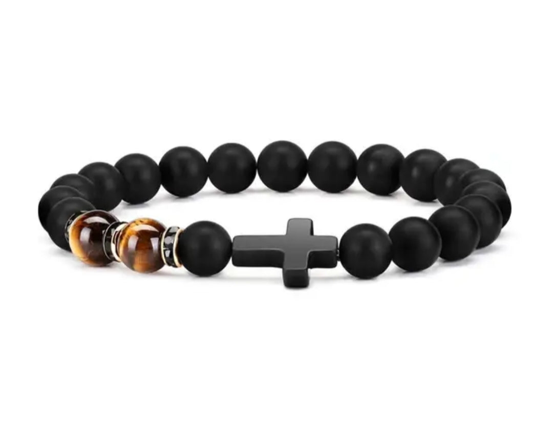Multi-Stone Cross Bracelet with Various gemstones