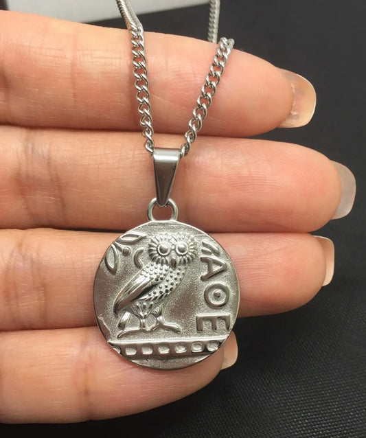 Athena's Owl of Wisdom Necklace – Silver-Plated, Nickel-Free