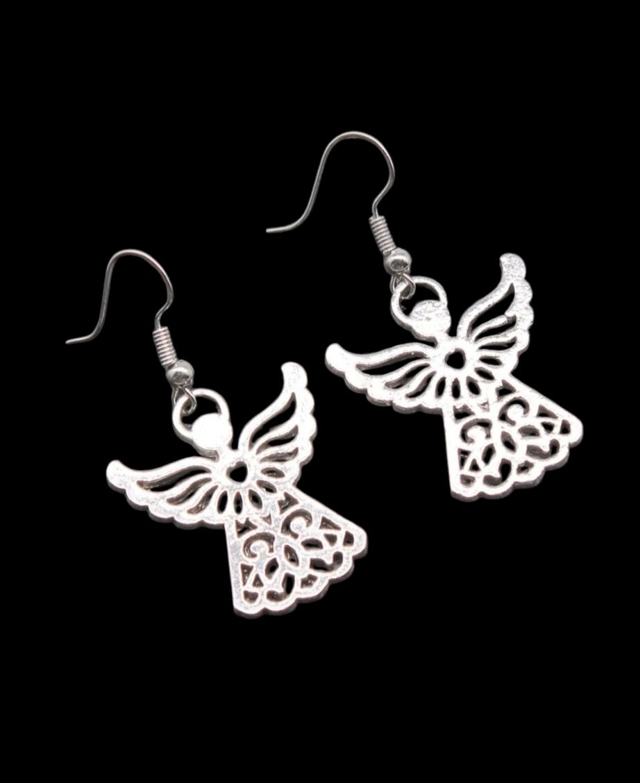 Angel Earrings – Antique Silver Plated