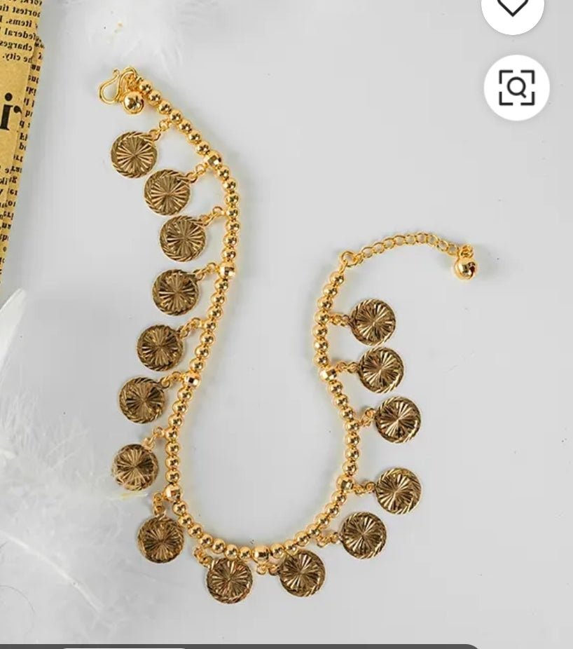14K Gold Plated Coin Disc Anklet