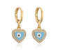 Heart-Shaped Evil Eye Dangle Earrings