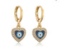 Heart-Shaped Evil Eye Dangle Earrings