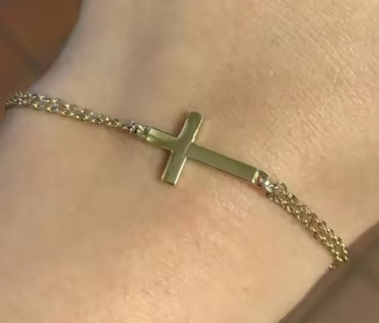 Double Layer Cross Pendant Bracelet – Stainless Steel