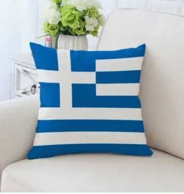 Greek Flag Throw Pillow Cover – 18" x 18"