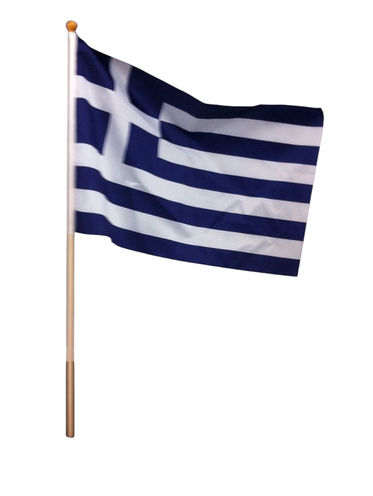 Greek Flag on Wooden Stick – 10" x 6"