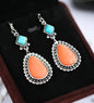 Antique Contrast Silver-Plated Drop Earrings – 2" Pendant