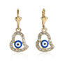 Dainty Heart Evil Eye Earrings – Cubic Zirconia, 0.5" Pendant