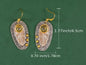 Bohemian Engraved Oval Drop Earrings – 14K Gold Plated