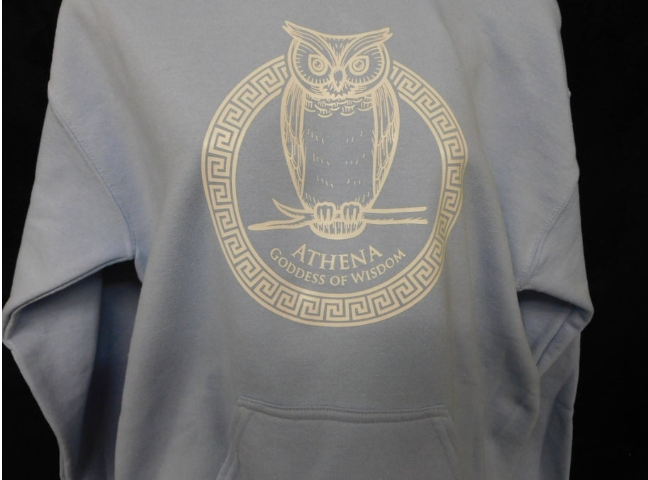 Athena Goddess of Wisdom Owl Eco Hoodie – Carolina Blue