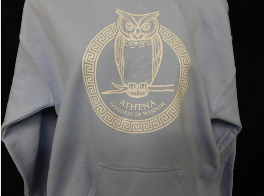 Athena Goddess of Wisdom Owl Eco Hoodie – Carolina Blue