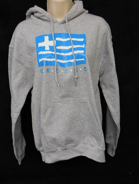 Greek Flag Eco Hoodie – Heather Grey