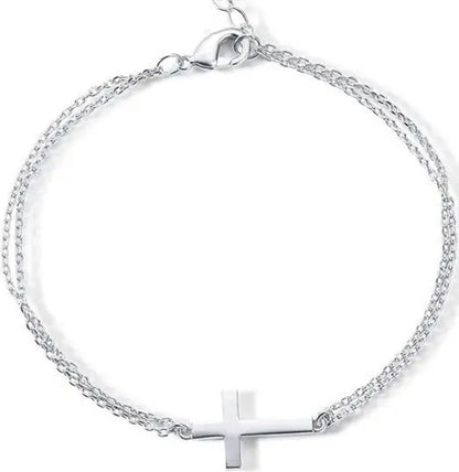 Adjustable Cross Bracelet – Stainless Steel & Gold