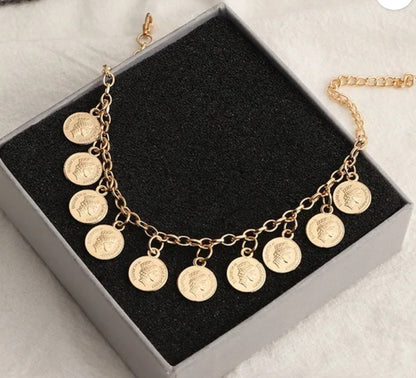 Retro Bohemian Portrait Pendant Anklet