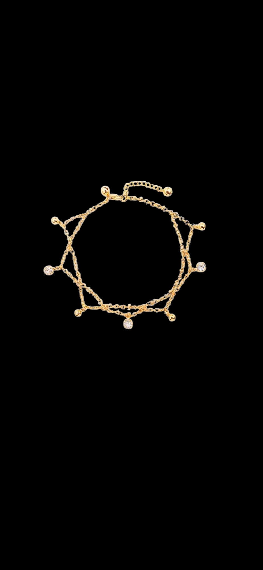 18K Gold Plated Adjustable Zircon Anklet