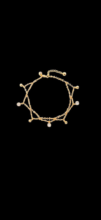 18K Gold Plated Adjustable Zircon Anklet